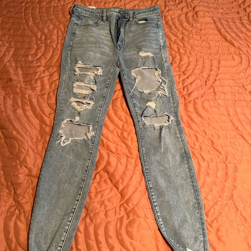 American Eagle Outfitters Ripped Gray Skinny Jeans